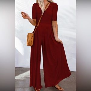 Maroon Flowy Jumpsuit